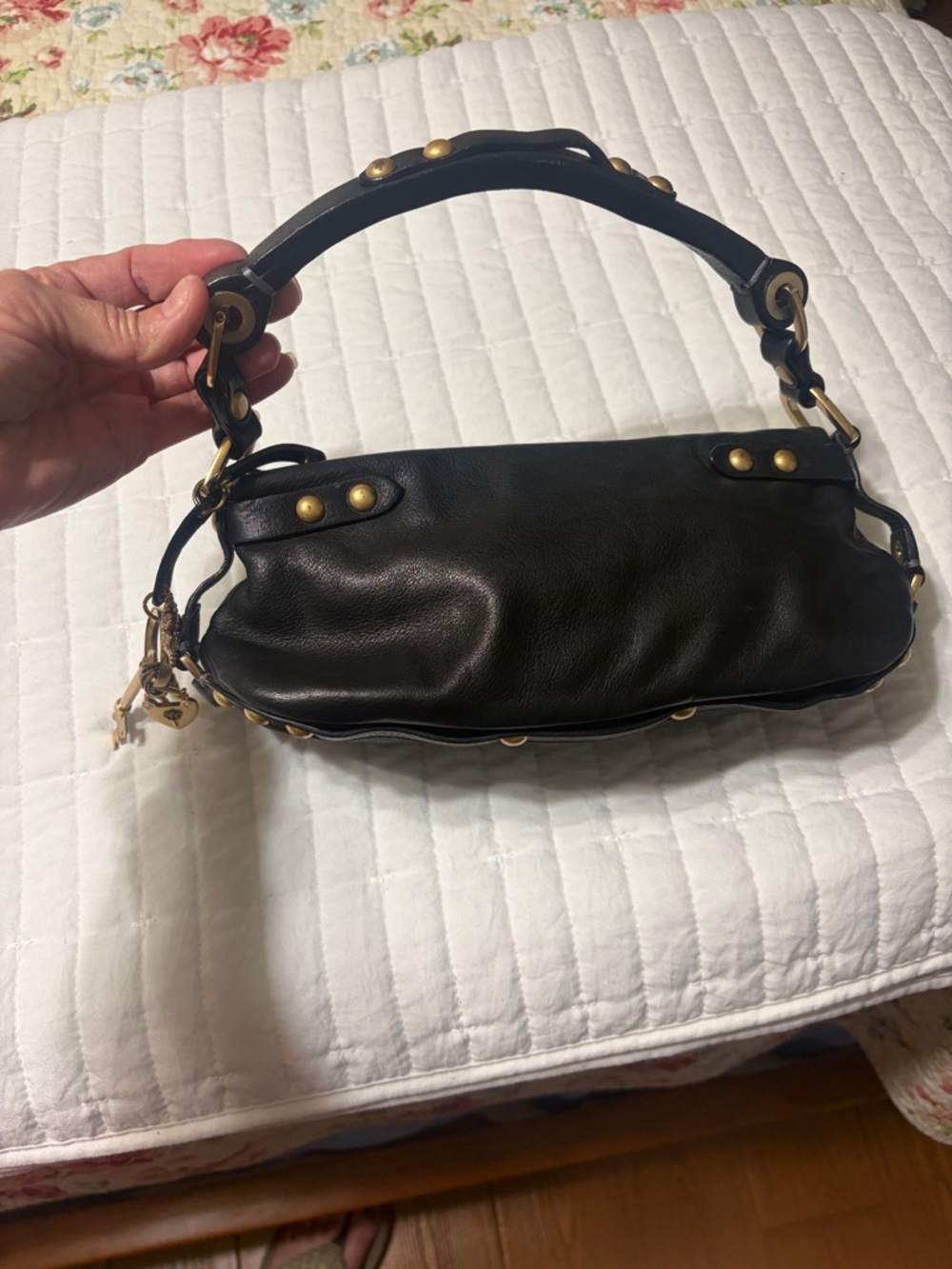 Juicy Couture Black Mini Shoulder Bag with Gold Hardware